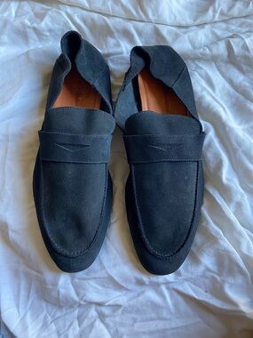 Men's Navy Suede Loafers